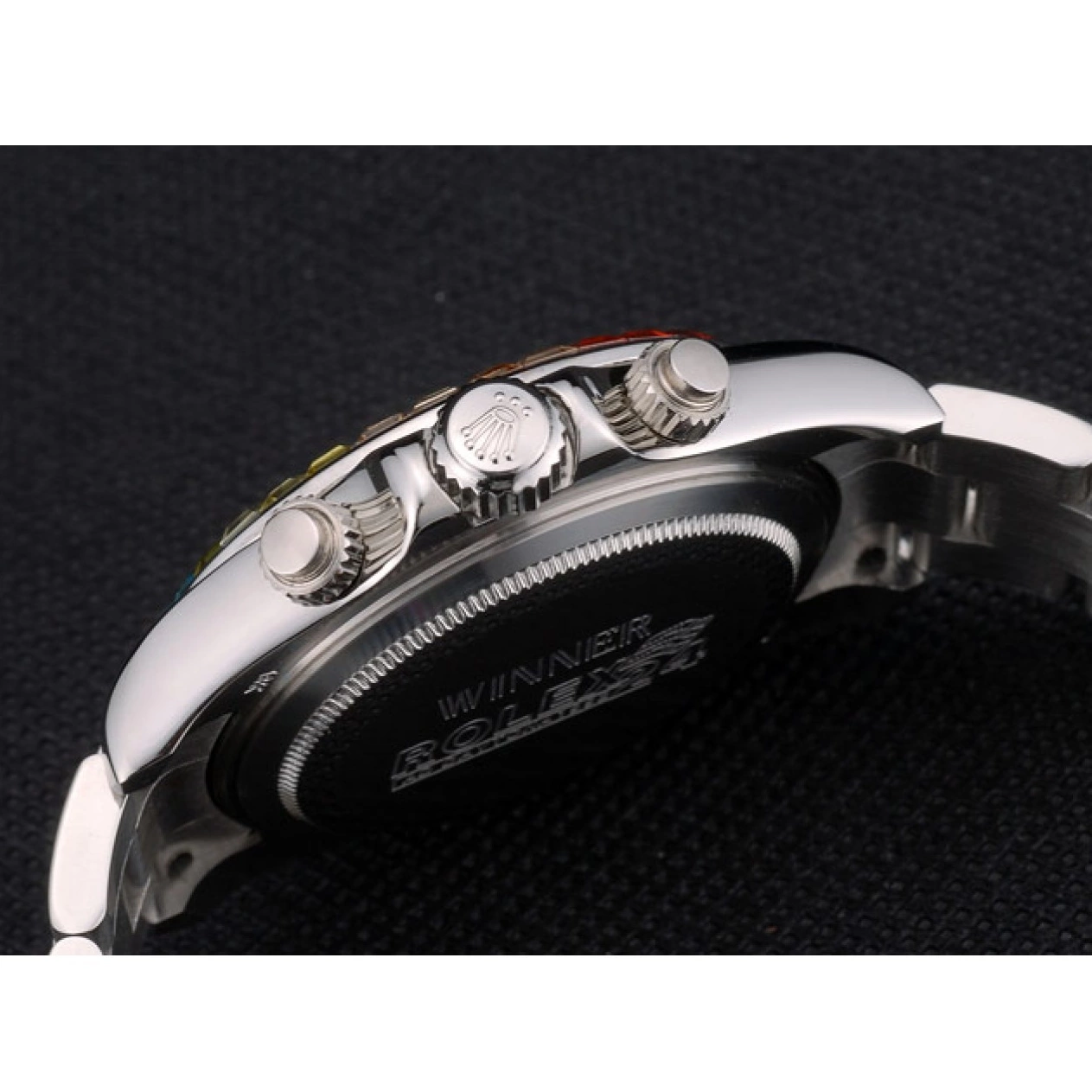 Good Copy Rolex Watches Stainless 80250 Strap Bezel Steep Daytona Black Crystals Rainbow Cosmograph Rolex Dial 0708